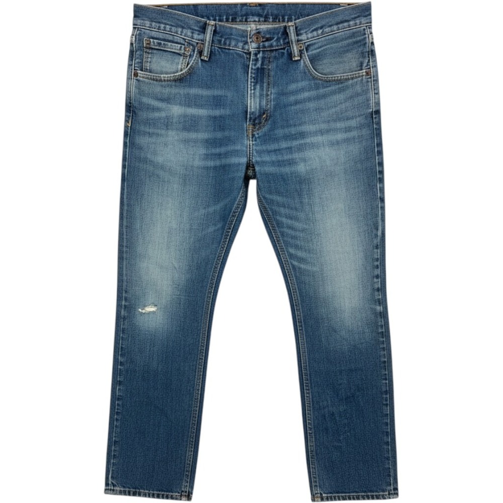 Levis 527 Slim Bootcut Jeans Mens 32x30 Blue Denim Distressed 05527-0524